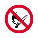 Aufkleber Feuer, offenes Licht u. rauchen verboten 3cm